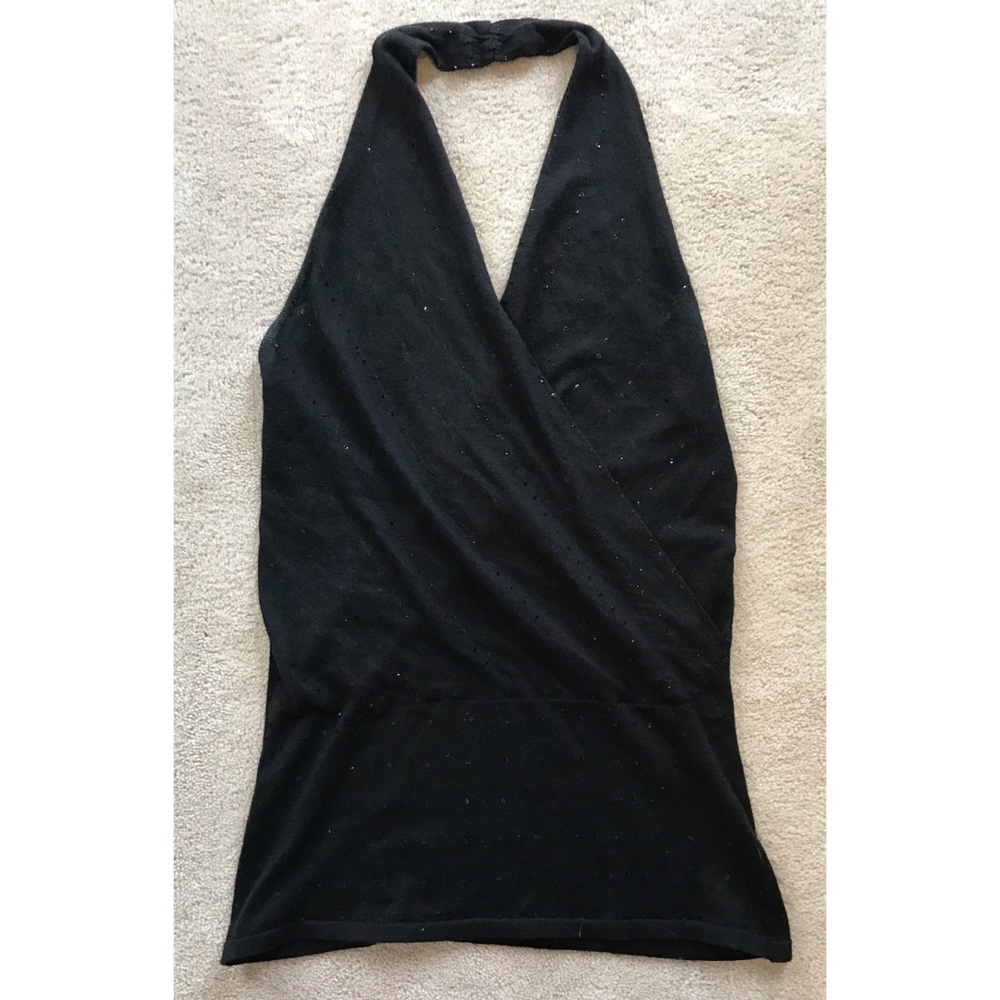 The Limited Black Sparkly Halter Top
